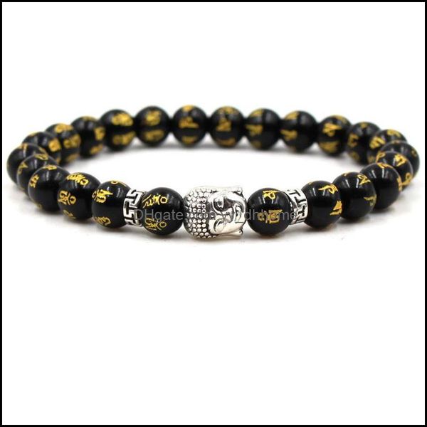 

charm bracelets buddha letter scripture elastic sanskrit bead braclet rosary prayer jewelry pseira stone bracele yydhhome dro yydhhome dhz9h, Golden;silver