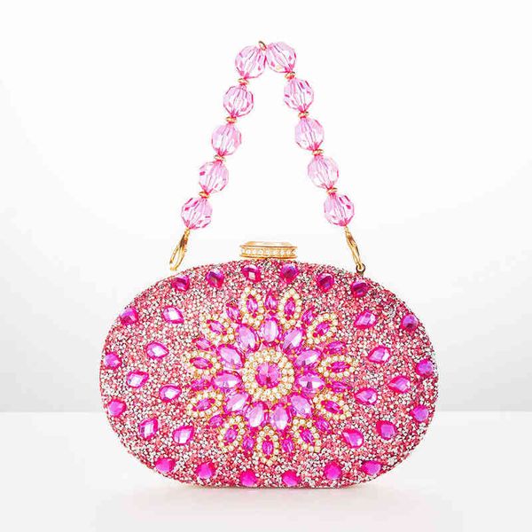 Bolsa de cristal bolsa de cristal bolsa para mulheres novas lúcios no casamento azul diamante bead carteira e bolsa chique 220622