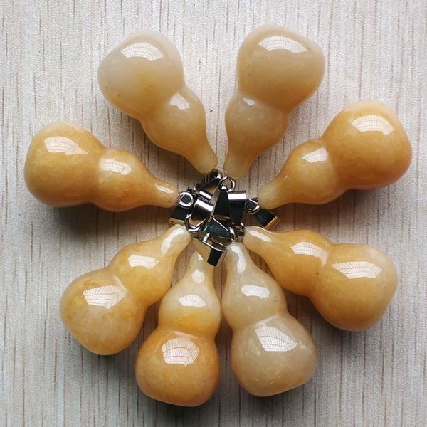 Collane con pendente all'ingrosso 8 pz/lotto 2022 moda buona qualità pietra naturale pendenti a forma di zucca gialla per la creazione di gioielli