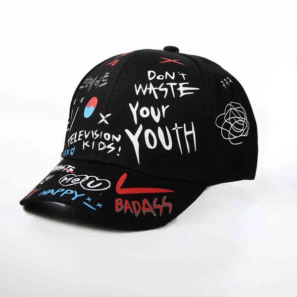 

ball caps graffiti baseball cap women men summer letter print gorras para hombre pet femme hip hop hats black 220329, Blue;gray