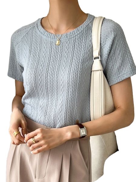 

dazy solid raglan sleeve textured tee 96lg#, White