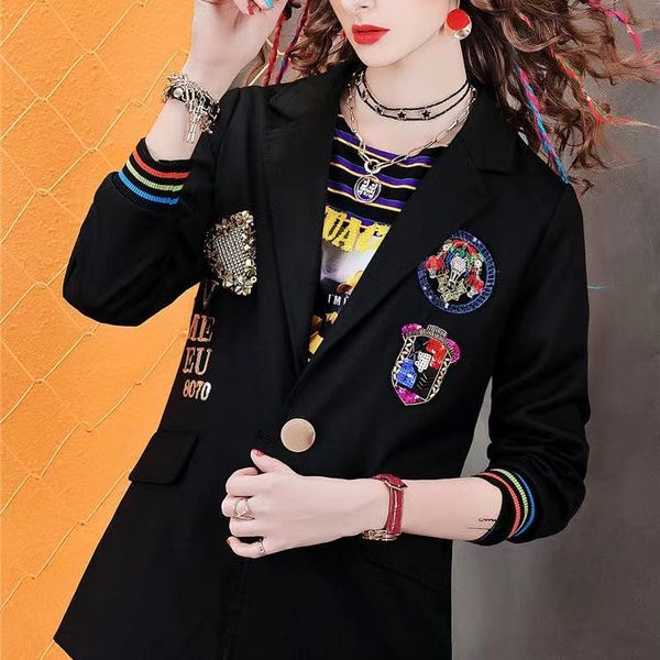 

wt 021 women's jackets brand designer spring short women's coat europe 2022 retro fashionable blouse, Black;brown