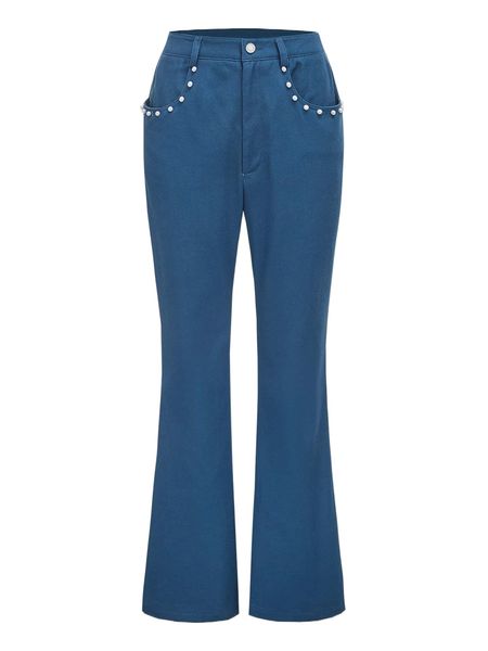 

mod pearl beaded flare leg pants q8sj#, Black;white