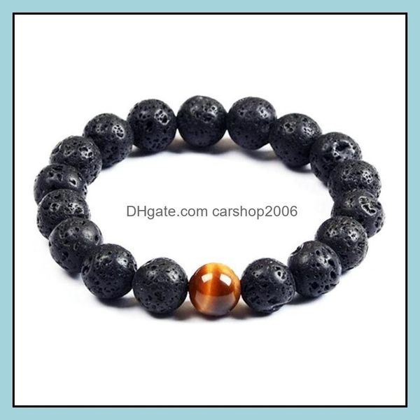 

beaded strands bracelets jewelry natural volcanic stone beads black lava men bracelet aromatherapy essential oil diffuser bangle for women
