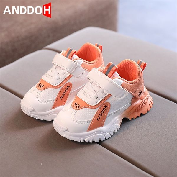 

size 21-30 children casual sport sneakers boys girls baby wear-resistant running shoes kids lightweight anti-slip toddler shoe 220425, Black;red