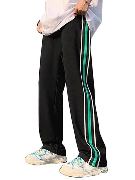 

men contrast side seam sweatpants d5dz#, Black