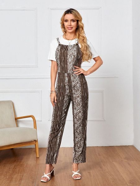 

emery rose striped & floral cami jumpsuit without tee h5ri#, Black;white