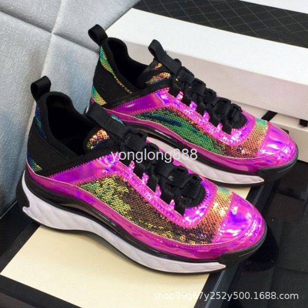 

dress shoes couple's xiaoxiang leisure sports shoes daddy's sub bright sheet surface, Black