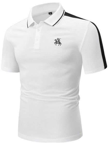 

men color block horse print polo shirt 23yq#, White;black