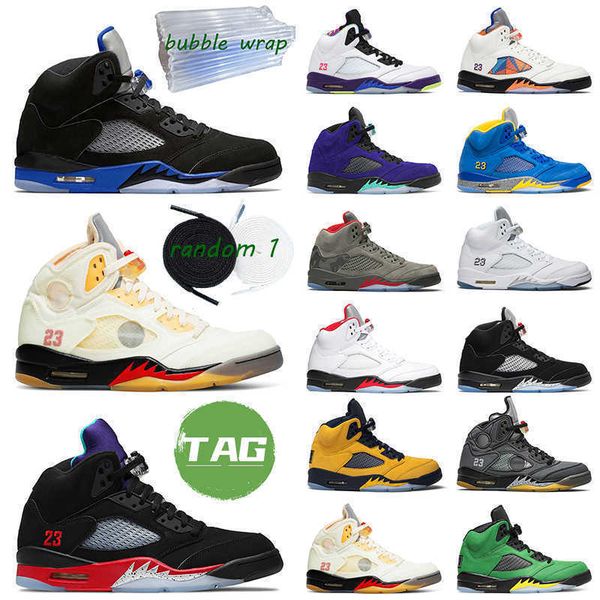 

jumpman 5 men basketball shoes 5s camo 3 sail metallic white cement alternate oregon international grape flight mens trainer sports, Black