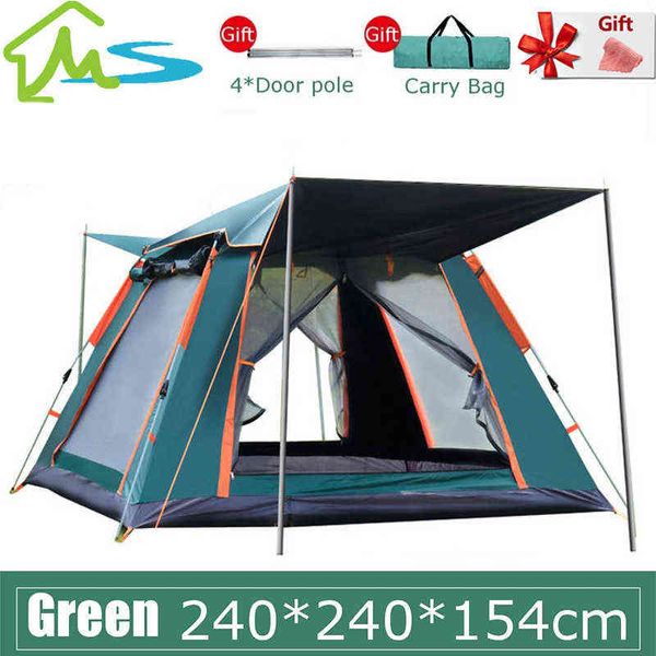 5-6 Pessoas ao ar livre Automático Aberto da tenda Rainfly Rainfly Camping Tenda Família Externa Instant Family Tent com bolsa de carregamento H220419