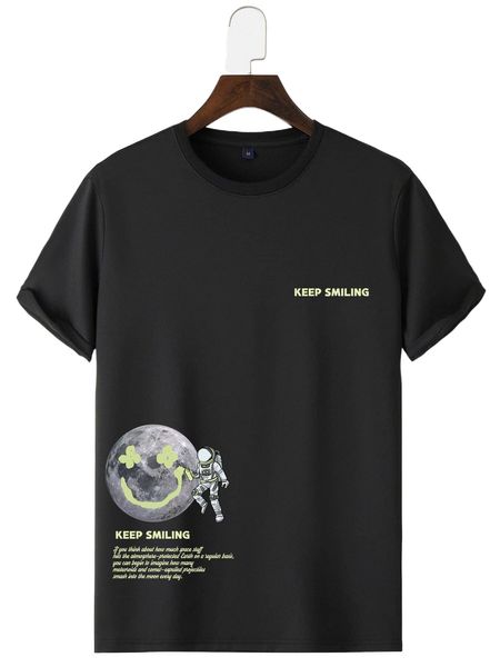 

men slogan & astronaut print tee 25pp#, White;black