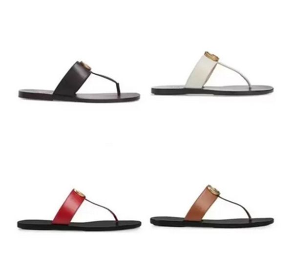 

2022 slipper designer slide summer sandals fashion men beach indoor flat flip flops leather lady women shoes ladies slippers size 35-45, Black