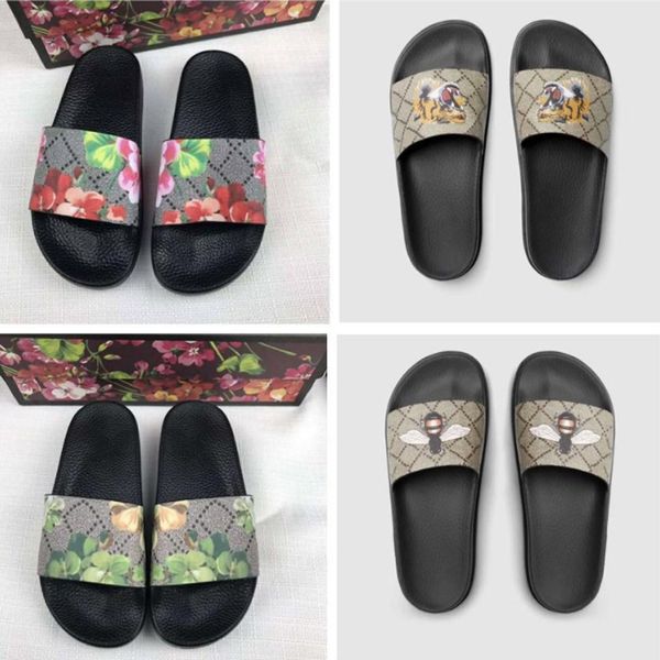 

classical men slides women sandals shoes slippers pearl snake print slide fashion summer wide flat lady sandal slipper dust bag, Black