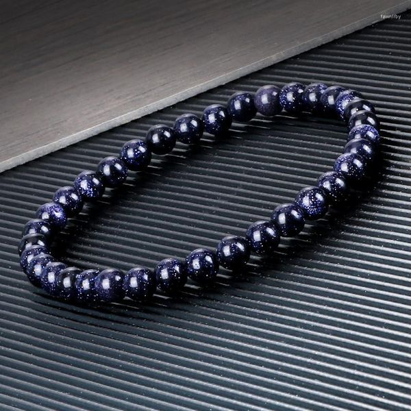 Perlenstränge 6 mm natürlicher schwarzer Onyx-Sandstein-Perlen-Armbänder, handgefertigte ethnische tibetische elastische Armreifen für Frauen und Männer, Charm-Schmuck, Geschenke, F