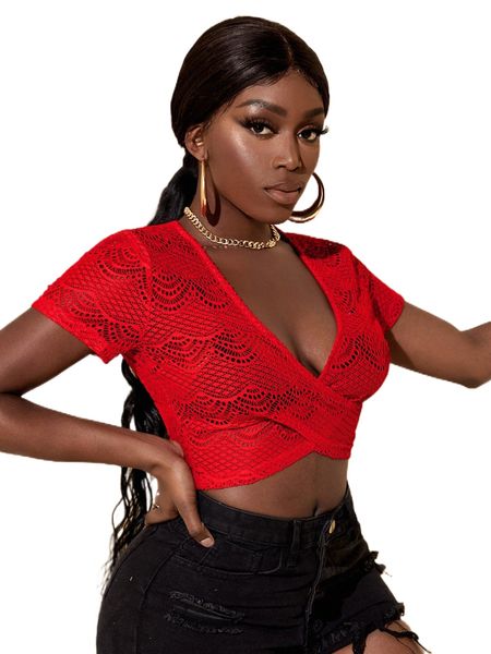 

sxy deep v neck cut out wrap crop tee m512#, White