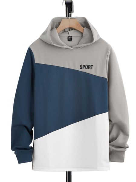 

men 1pc color block letter graphic hoodie l8o4#, Black