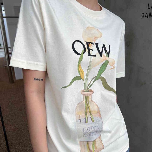 

spring new couple vase neck t-shirt men's women's top, White