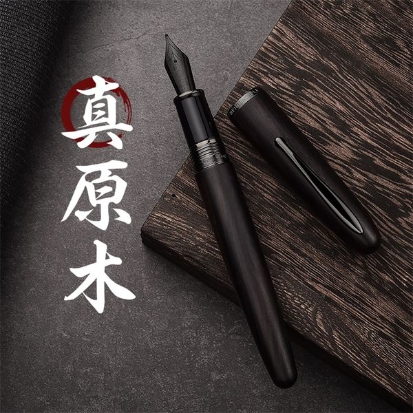 LT Hongdian 660 Penna stilografica in legno Naturale fatta a mano Jupiter Penna in mogano di alta qualità EF/F Penna a inchiostro per scrittura per regalo 220812