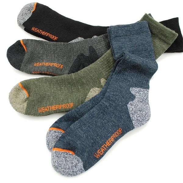 

men's merino wool fleece sock woolen thermal warm winter athletics breathable socks for male 41- 220323, Black