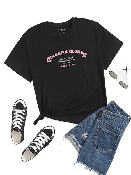 

letter & cloud print tee w8en#, White