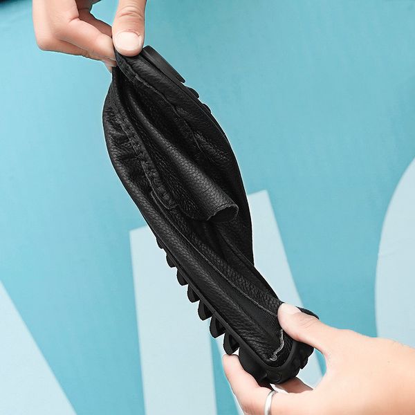 

genuine leather men casual shoes brand soft italian men loafers moccasins breathable slip on black driving shoes british style