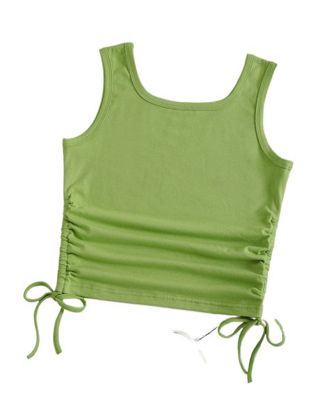 

drawstring side crop tank w4rz#, White