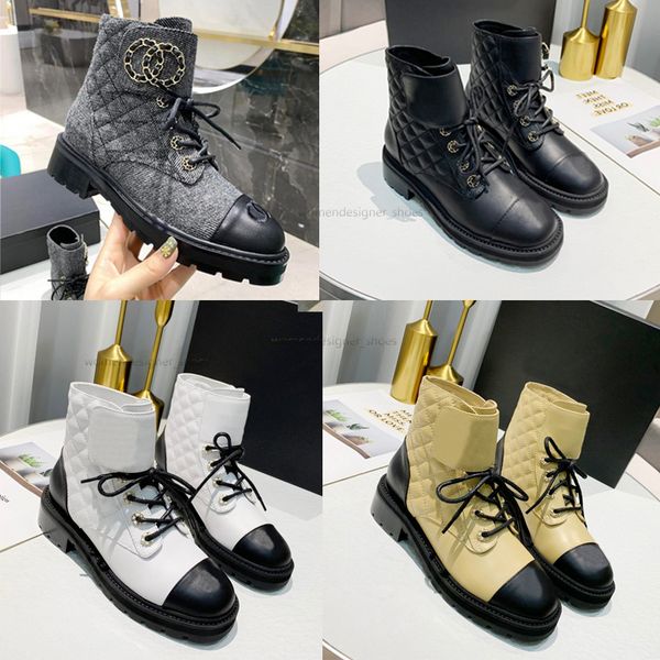 

winter designer boot for woman chunky platform boots women real leather lace up ankle booties black beige white cowgirl luxurious shoe chain