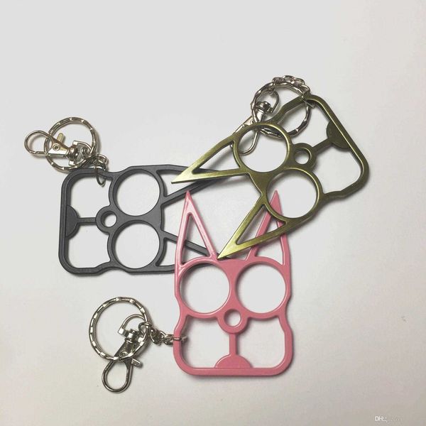 

fahmi fashion cute cat keychain self-defense tool two finger clasp with key chain self-defense supplies window breaker, Silver