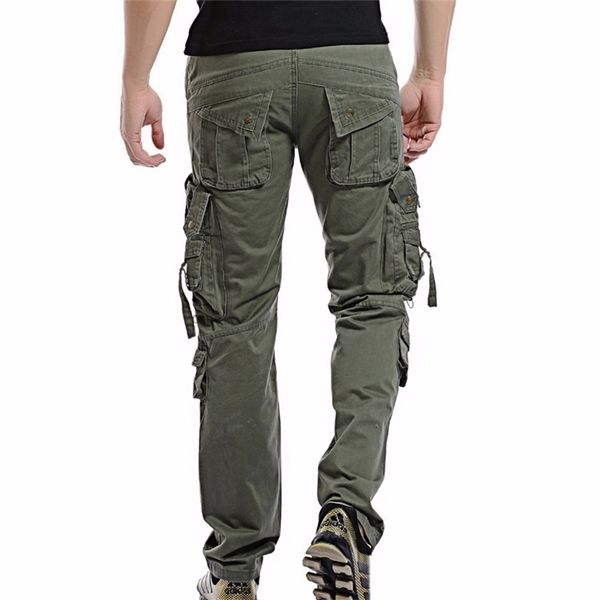 

men cargo pants men multi-pocket overall male combat cotton trousers army casual joggers pants size 42 drop 201126, Black