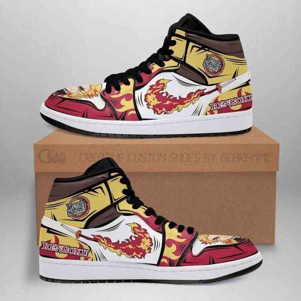 

rengoku sneakers fire skill demon slayer anime shoes fan gift idea, Black