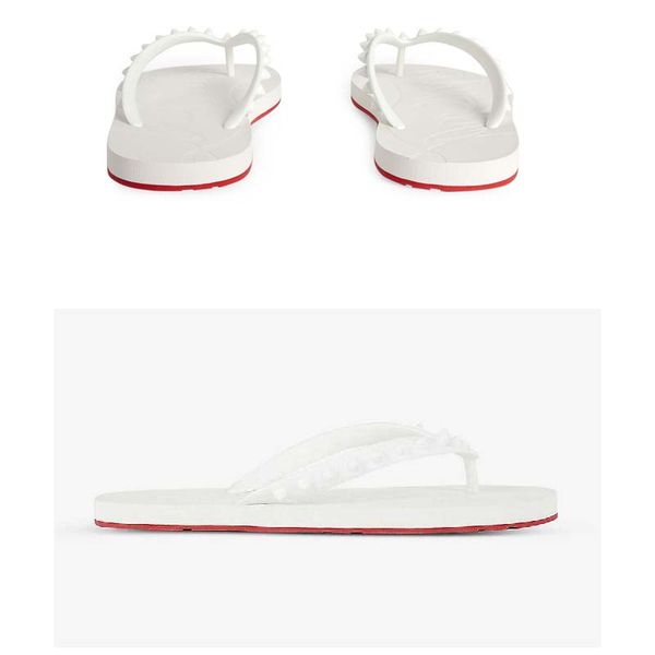 

men designer sandal red sole slipper flats sandals rivets flip flop rubber spiked rubber beach flips flops with box 36-46, Black