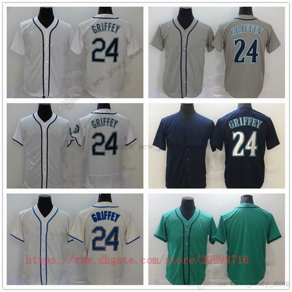 Filme College Baseball usa camisas costuradas 24 Kengriffey Slap todo número costurado nome fora esporte respirável Venda de alta qualidade