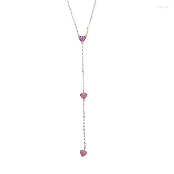 Cara gargantilhas de gargantilha colar de charme de ouro vermelho rosa CARM CARRO BONITO ADORAÇÃO Mínima do coração Lariat Mulheres de várias camadas sexy de colares sexy joalheiros