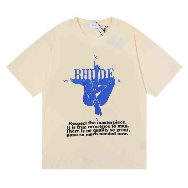 

designer luxury brand rhude t shirt rhude american simple high street t shirt trendsetter fashion print short sleeve tee couple male, White;black