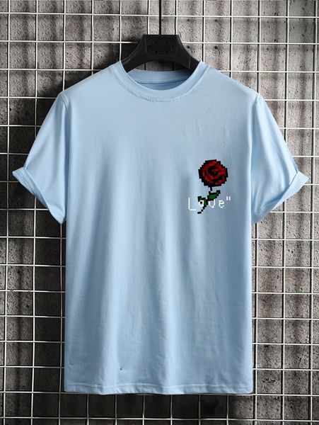 

men floral & letter graphic tee 68qr#, White;black