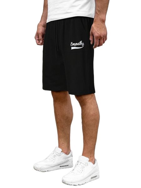 

men letter graphic drawstring waist shorts q3jo#, White;black