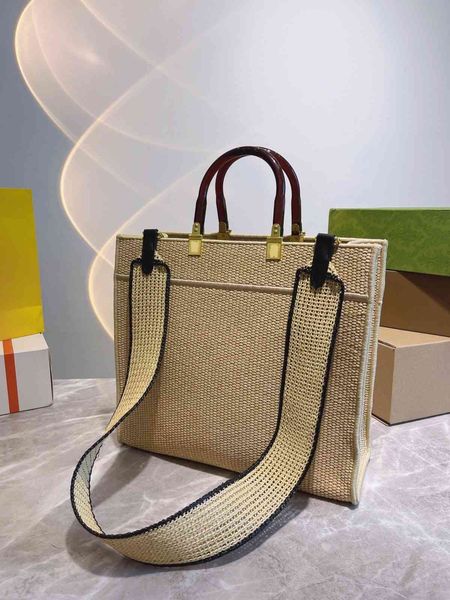 

women luxurys designers shoulder bags straw letter decoration tote wallet suitable for summer seaside vacation high capacity brand designer