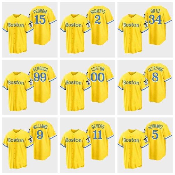 

#5 enrique hernandez baseball jersey boston red #11 rafael devers #34 david ortiz 99 alex verdugo 2 xander bogaerts gold city connect sox, Black