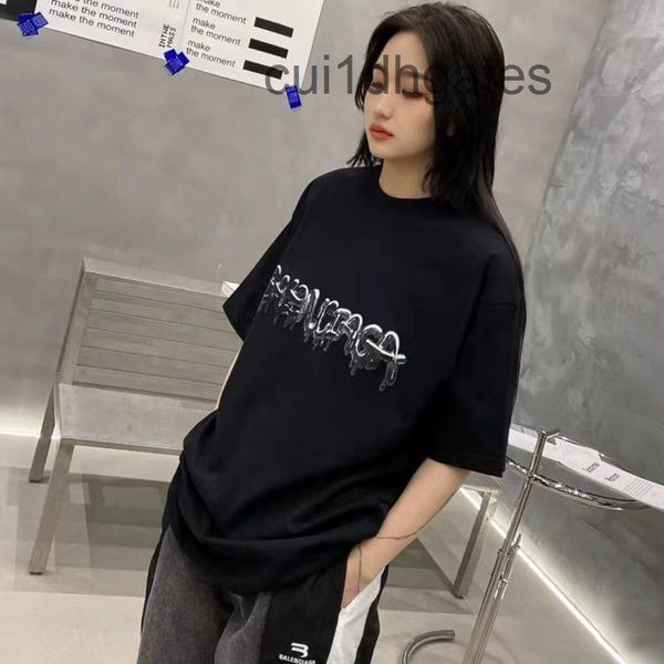 

2022 designer bb t shirt and shirts 22 spring summer new bajia dissolved letters pure cotton loose large short, Black
