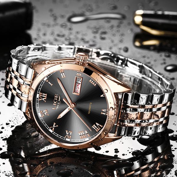 

2020new lige watches men brand fashion chronograph male stainless steel waterproof business men wristwatch relogio masculino, Silver