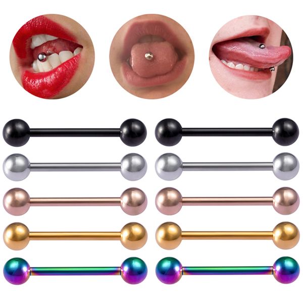 

industrial barbell plug tongue piercing nipple ring bar tragus cartilage helix ear stud surgical steel women body jewelry, Silver