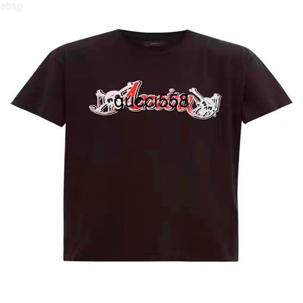 

amis summer skull printed men's and women's t-shirt, White;black