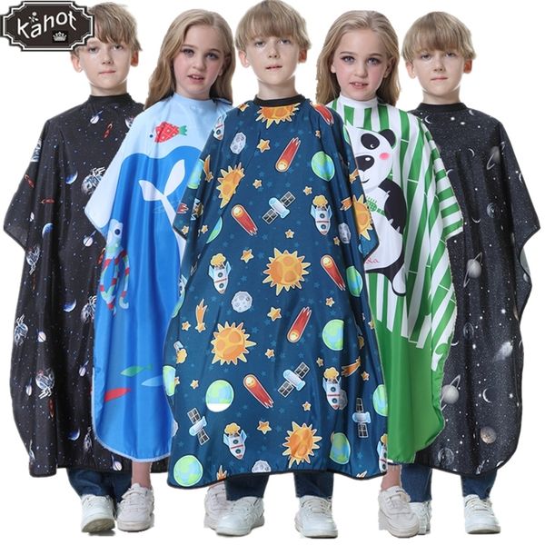 

haircut salon hairdressing cape for kids child styling polyester smock cover waterproof shampoo & cutting household gown apron 220708
