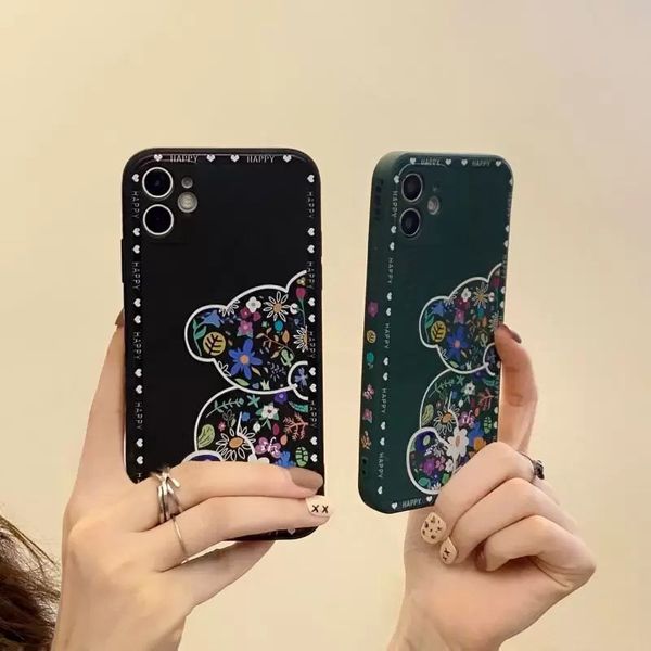 New Style Cartoon Bear Flower Phone Case para iPhone 13Promax 12 11 8p XR Protetor