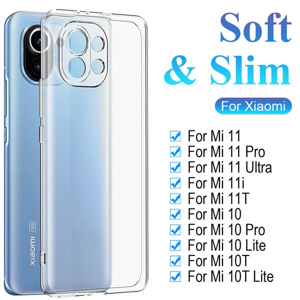 Klare Silikon-Handyhüllen für Xiaomi Mi 11 11X 11i 11T 10 10T 9 9T 8 Pro Lite Se Ultra Thin Soft A3 A2 A1 Cover