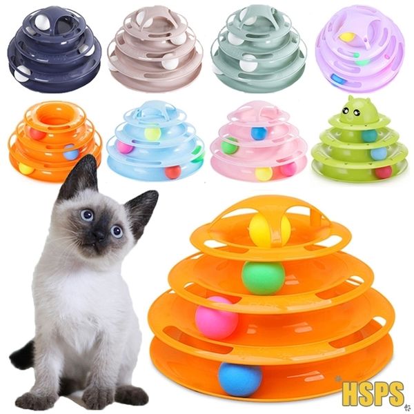 3/4 Livelli Pet Cat Toy Tower Tracks Disc per Cats Intelligence Amusement Triple Tumbler Kitten Toy Ball Training Amusement Plate 220510