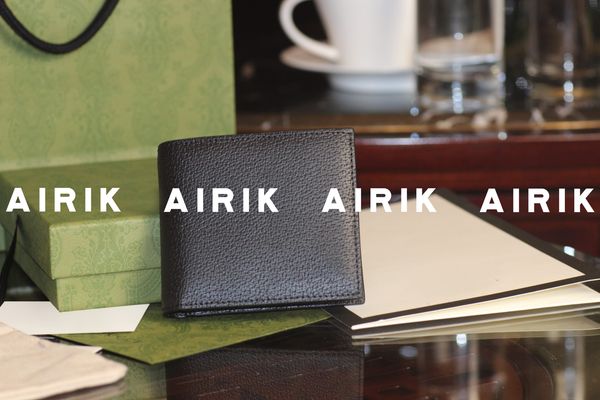 

428726 marmont card holder leather bi-fold bifold wallet designer mens twofold compact multiple money clip wallet pocket organizer case, Brown;gray