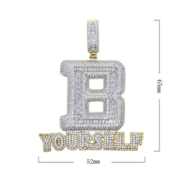 Correntes de alta qualidade Iced Out Bling 5A zircônia cúbica letra B pingente pingente colares para homens menino hip hop corrente de corda moda jóiascorrentes