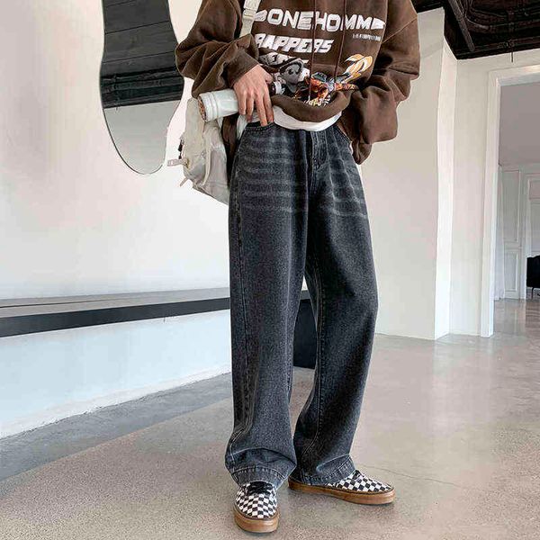 

5 colors baggy jeans men fashion casual wide leg jeans men streetwear hip hop loose straight denim pants mens trousers -3xl t220726, Blue